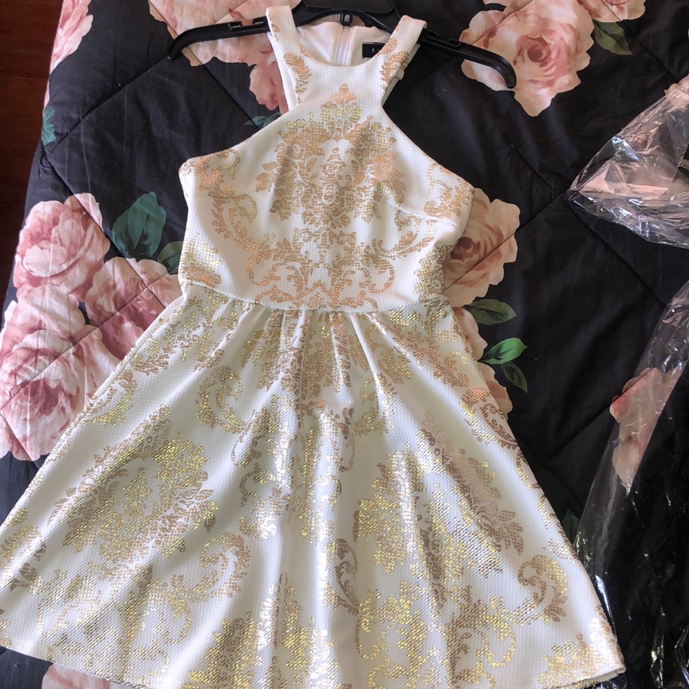 White and gold halter top dress!